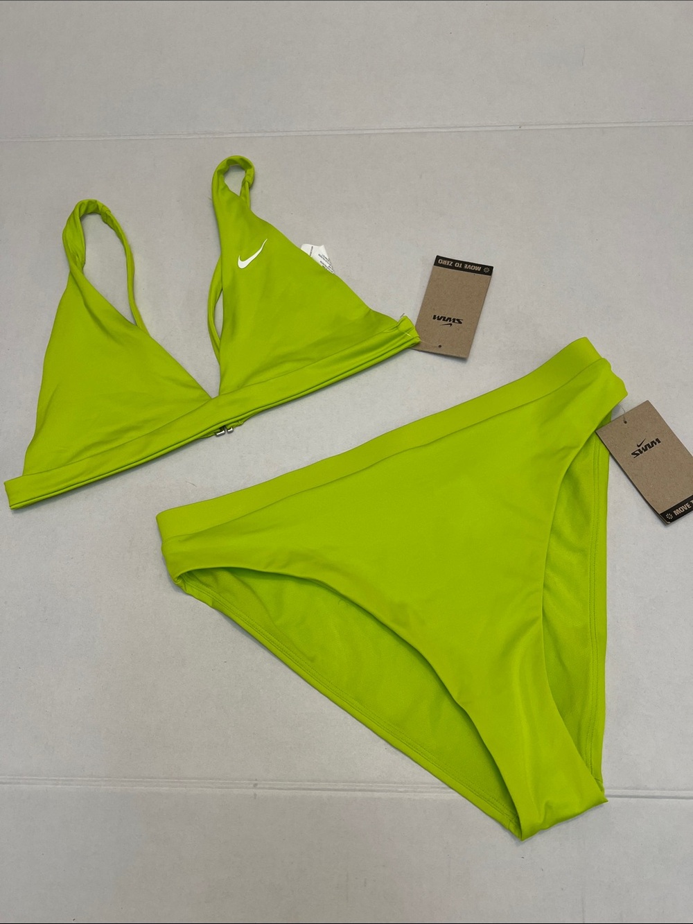 Nike Women's Medium Essential Bralette Bikini Top & Bottom 2-PC Atomic Green L